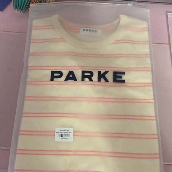 Parke Cream Stripe Tshirt Large - Picture 2 of 3